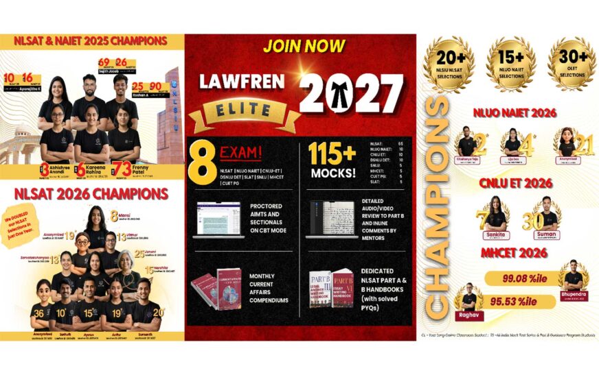 Lawfren Rated Among the Best NLSAT Coaching and Best 3 Year LLB Coaching in India